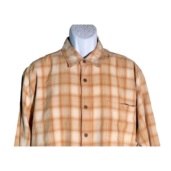TOMMY BAHAMA Long Sleeve Button Down Silk Shirt Gold Large - Picture 2 of 6